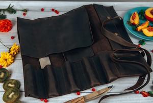 Étui de transport pour couteaux de chef en cuir véritable fait main, anti-odeur, protection robuste pour la cuisine et les voyages - Product Image 2