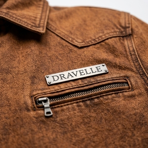 Chaqueta de lona lavada marrón para hombre, estilo motero, con cremallera desviada, puños de doble hebilla, efecto vintage desgastado, abrigo de motociclista. - Product Image 6