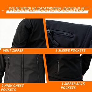 Veste softshell pour homme, fabrication OEM, prix bas, style à capuche, manches longues, vente en gros. - Product Image 4