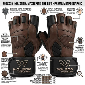 Weight Lifting <b>Half</b> Finger Gym Gloves Breathable Anti <b>Slip</b> Grip Workout Fitness Training Support Gloves for Daily Exercise - Product Image 4