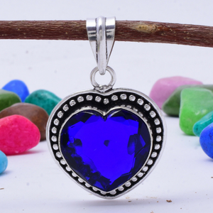Colgante de Topacio Azul en Forma de Corazón, Plata de Ley 925, Gema de Topacio Azul, Regalo de Joyería para Aniversario, Cumpleaños, Boda, para Ella - Product Image 3
