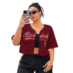 Maillot de baseball unisexe court à rayures imprimées par transfert thermique, style vintage streetwear, respirant à l'avant - Product Image 2