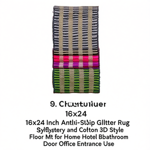 16x24 Inch Woven Anti-Slip Glitter Rug Polyester Cotton 3D Glam Style Floor <b>Mat</b> for Home Hotel <b>Bathroom</b> Door Entrance Use - Product Image 3
