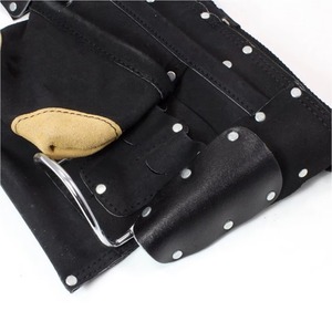 Black <b>Tool</b> <b>Belt</b> <b>Pouch</b> With Leather Reinforced Pockets And Adjustable Strap For Electricians Mechanics - Product Image 4