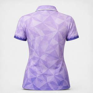 Custom Lavender Geometric Polygon Print <b>Womens</b> <b>Polo</b> <b>Shirt</b> Quick Dry Breathable Short Sleeve Golf Tennis Uniform WPS-0706 - Product Image 2