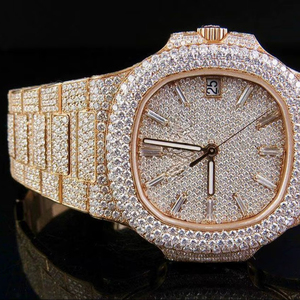 Moissanite Diamond Watch Totalmente helado Plata de Ley 925 Movimiento automático Reloj Burst Down Reloj de pulsera Reloj de acero inoxidable - Product Image 1
