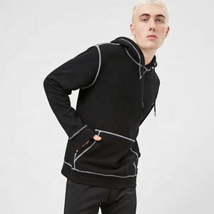 Ensemble de survêtement décontracté pour homme, 2 pièces, brodé, 100 % coton, avec capuche et décoration des coutures, fabrication OEM sur mesure - Product Image 1