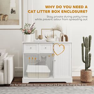 Lettiera per Gatti di Lusso in PP Bianco, Grande 39x18x31.5" con Cassetti Portaoggetti e Kit Anti-Ribaltamento - Product Image 5