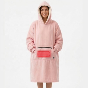 Customized Product Winter Adults Fleece 5V <b>USB</b> Electric <b>Heated</b> Oversized Hoodie Blanket - Product Image 4