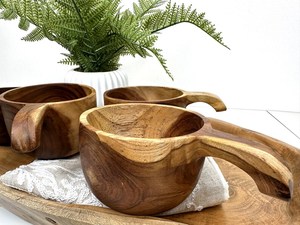 Tasse à boisson en bois d'acacia naturel avec poignée, style classique, tasse à thé/café 100/150 ml, passe au lave-vaisselle, écologique, par CRAFTSY HOME - Product Image 5