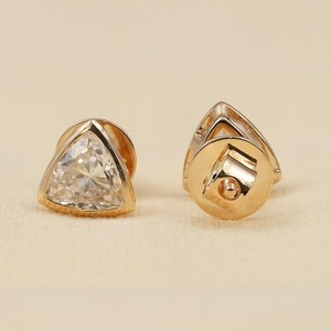 Hot Selling 1.01CT Each Trillion Cut Lab Grown Diamond Stud Earrings For Women's 14K Solid Gold Wedding <b>party</b> Gift Her - Product Image 4