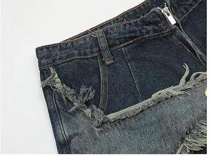 Pantalones Cortos Vaqueros de Moda con Efecto Desgastado, Pierna Ancha, Múltiples Bolsillos, Borde Deshilachado, Estilo Hip Hop, Unisex, Moda Urbana - Product Image 4
