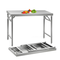 Table pliante en acier inoxydable de qualité commerciale, banc de travail portable robuste pour le camping en plein air, la cuisine, les barbecues et les fêtes