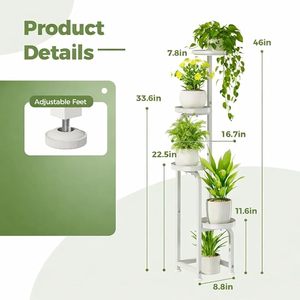 Support à plantes moderne en métal blanc à 5 niveaux, support à fleurs circulaire d'intérieur pour la décoration de la maison, style minimaliste, finition thermolaquée - Product Image 6