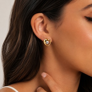 Pendientes de Diamantes en Forma de Corazón de Oro Rosa de 18K para Mujer, Acabado Pulido, Románticos, para Fiestas, Bodas, Uso Diario, Regalo, Joyería - Product Image 1