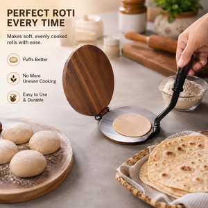 Presse à papad en bois robuste, presse manuelle pour puri, presse à roti, presse à tortilla, outil de préparation alimentaire pour la cuisine - Product Image 5