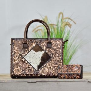 Premium Quality Luxury Vintage Handmade 100% Genuine Cowhide Leather Large Capacity Durable Shoulder Handbags With <b>Wallet</b> Set - Product Image 1