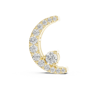 Collier pendentif lune de luxe avec diamants ronds taille brillant en or jaune, unisexe, pour tous les jours - Product Image 1