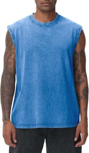 2026 Latest Men's Tank Top Olive Green Sleeveless O-Neck Knitted Tank Top Casual Solid Color Cotton Muscle Shirt Tank Top - Product Image 3