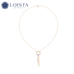 LOISTA Women's Yellow Gold Lab Grown Diamond <b>Necklace</b> Gold Plated Luxury Minimalist Design Round Brilliant Cut Everyday Wear - Product Image 3