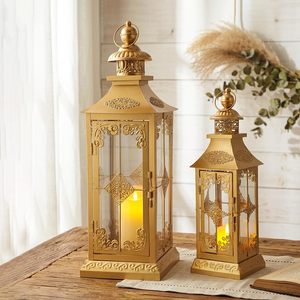 Lanterne en métal artisanale résistante à la chaleur et écologique, porte-bougie rustique, lumière suspendue pour la maison, le jardin, la terrasse, les mariages, les fêtes et les événements - Product Image 3