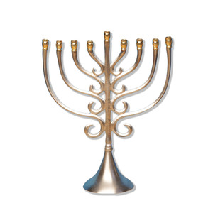 Elegant Gold Polished Metal Menorah Candle Holder Hanukkah Decorative Tabletop Centerpiece Premium Home Display - Product Image 5