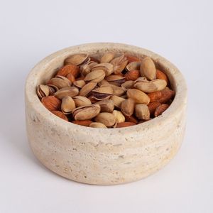 Bol décoratif en travertin naturel poli, idéal pour la cuisine, la salle à manger et les espaces de bureau - Product Image 1