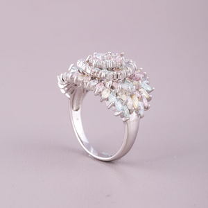 Bague de fiançailles et alliance en argent 925 avec moissanite taille marquise pastel et micro-incrustation pour femme - Product Image 4