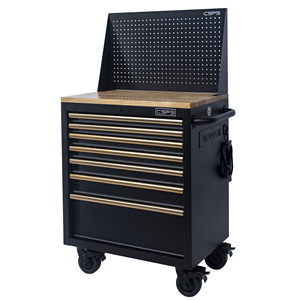 Wholesale CSPS OEM 7 <b>Drawer</b> Modular Lockable Tool Cabinet Wooden Top Matte Black Powder Coated Steel Ball Bearing <b>Slides</b> Garage - Product Image 3