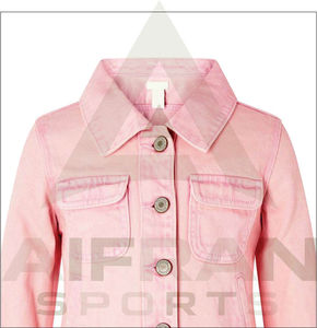 AIFRAN SPORTS <b>Women's</b> <b>Pink</b> Denim Trucker <b>Jacket</b> Long Sleeve Turn Collar Single Breasted Button Casual Coat Heated Eco-Friendly - Product Image 5