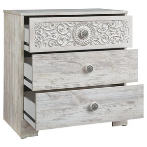 Mesita de Noche Rústica de Madera con Tapa Tallada, 3 Cajones, Acabado Antiguo, Muebles para Dormitorio - Product Image 6
