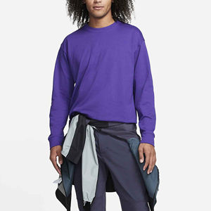 Dernière mode, t-shirts pour hommes en jersey 100% coton, poids lourd 250GSM, col rond, manches longues, coupe classique, motif uni, écologique - Product Image 3