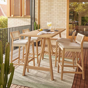 Conjunto de Mesa y Sillas para Patio, Muebles de Jardín de Teca, Juego de Comedor de Lujo, Sillas de Comedor Modernas para Exteriores - Boori - Product Image 1