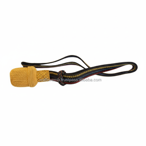 Nœud de sabre doré et noir pour usage cérémoniel, fabriqué en fil métallique avec nœud de sabre en cuir noir, accessoires d'uniforme - Product Image 3