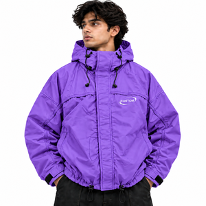 Nylon Travel <b>Jacket</b> for <b>Men</b> Lightweight Packable Wind Resistant Hooded <b>Zip</b> Front Water Repellent Outdoor Shell Construction - Product Image 3