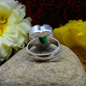 Heart Shape <b>Chrome</b> Diopside Silver Ring 925 Sterling Silver Romantic Promise Wedding Anniversary Valentine Day Ring for Her - Product Image 2