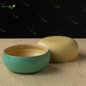 Tazón de Ensalada Ligero de Bambú, Diseño Clásico, Ecológico, Hecho a Mano en Vietnam, Técnica Personalizada, Desechable para Fiestas, D15H6cm - Product Image 1