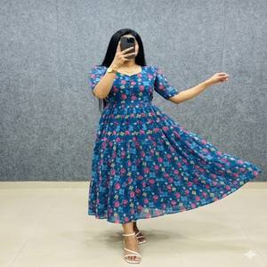 VASTRA COTTAGE Nouvelle Collection Robe en Coton à Imprimé Floral et Manches Bouffantes Artistiques Doublure Intégrale Style Ethnique Décontracté pour Festivals - Product Image 3