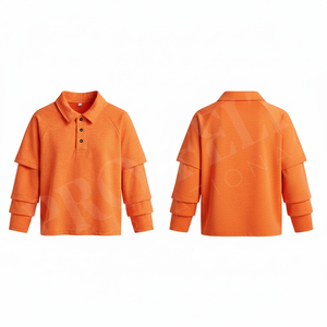 Polo à manches longues en coton mélangé respirant, design superposé, col élégant, pour automne-hiver, prix de gros abordable - Product Image 5