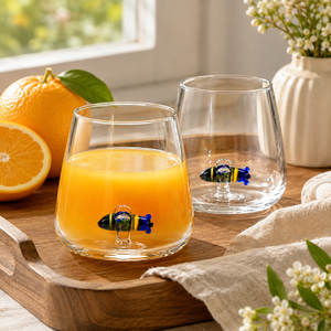 Vasos de Vidrio Transparente de Borosilicato Hechos a Mano de 300 ml, Vasos Reutilizables para Whisky, Agua y Jugos, Libres de Plomo, al por Mayor - Product Image 1
