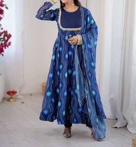 Elegante Vestido Largo Maxi para Mujer, Estilo Pakistaní/Indio, Bordado, para Fiestas, Bodas, Vestido Étnico Festivo con Dupatta, Protección Solar - Product Image 1