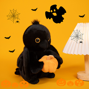 Fabricante de Fábrica, Peluche Personalizado de Cuervo Negro para Halloween, Juguete de Peluche de Cuervo con Calabaza, Regalo para Niños - Product Image 2