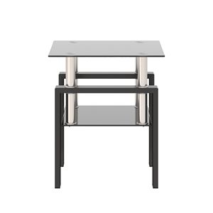 Tavolino da Caffè Moderno in Vetro Temperato Nero, Tavolo Quadrato per Soggiorno - Product Image 5