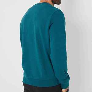 เสื้อสเวตเชิ้ตผู้ชายสีเขียวอมฟ้า คอกลม ทรงปกติ สวมใส่สบายๆ สำหรับฤดูใบไม้ร่วง สีพื้น แขนยาว แบรนด์ X พรีเมียม พร้อมโลโก้ OEM - Product Image 4