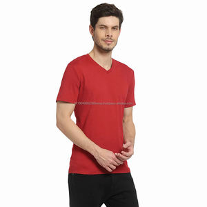 Camiseta Deportiva de Verano para Hombre, de Algodón, Color Sólido, Cuello en V, Manga Corta, Transpirable, Suave, 100% Poliéster y Algodón, Impresión Digital - Product Image 5