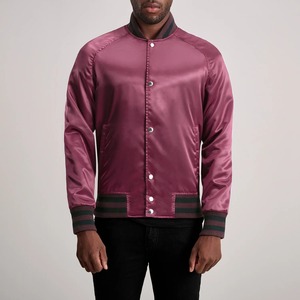 Men's Navy Blue Varsity <b>Jacket</b> Solid Color Turn-down Collar Regular Fit Casual Autumn Wear Satin Lining Polyester Material - Product Image 5