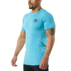 เสื้อยืดออกกำลังกายผู้ชาย GYM ACTIVE ผ้าคอตตอนผสมสแปนเด็กซ์ พิมพ์ลายสกรีน สไตล์สตรีทแฟชั่น ทรงเข้ารูป คอกลม ถักทอ สีน้ำเงิน - Product Image 1