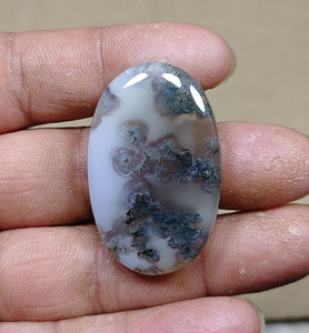 Cabujón de ágata de alta calidad, ovalado, gris, azul, blanco, pulido, opalescente, piedra suelta para la fabricación de joyas. - Product Image 4