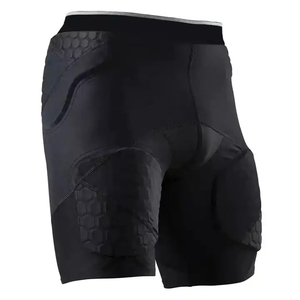 Mens Black Padded Compression Shorts Elastic Waist Athletic Base Layer Impact Protection Training Fitness Sports Performance - Product Image 1
