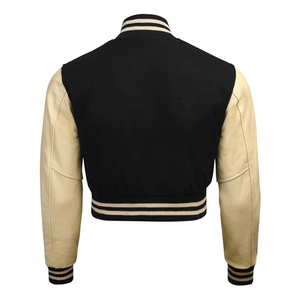 Premium Women Letterman Jacket <b>Leather</b> Sleeve Varsity Jacket Cropped Streetwear Manufacturer USA - Product Image 6
